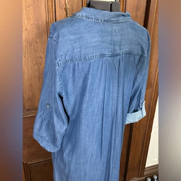 CHICO’S SHIRTDRESS WITH ROLL-UP SLEEVES AND POCKETS ON BOTH SIDES! PERFECT L - Picture 8 of 13